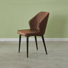 2X Retro Brown/ Grey Dining Chairs Faux Leather Kitchen Dining Room Metal Leg