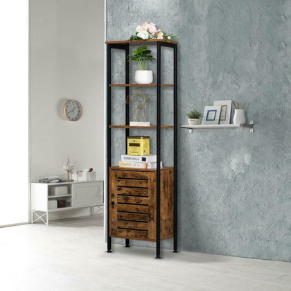 Tall Cabinet 4-Tier Storage Cabinet Door Adjustable Shelf Display Living Room