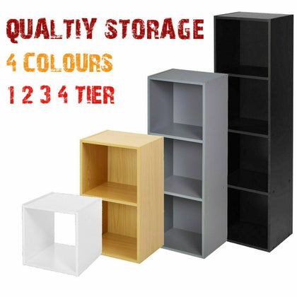 Oxford Cube Bookcase 1 2 3 4 Tier Shelf Display Wood Furniture Storage Unit BooK