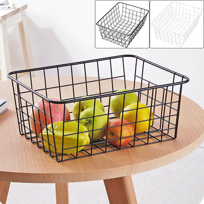 2pcs Iron Storage Basket Metal Wire Mesh Basketry Bathroom kitchen Tray Desk UK