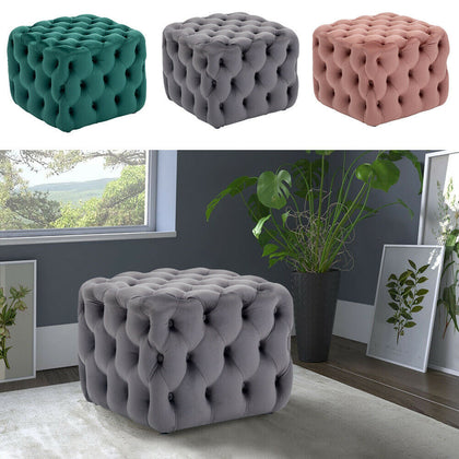 Chesterfield Coffee Table Footstool Deep Button Plush Velvet Ottoman Pouffe Seat