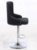 Black Barstools 2 x Linen Button Detail Premium Monteray swivel Bar Stools (BLACK)