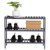 3 Tier Multifunctional Cell Grey Bamboo Shoe Rack Organizer Wooden Storage Shelf