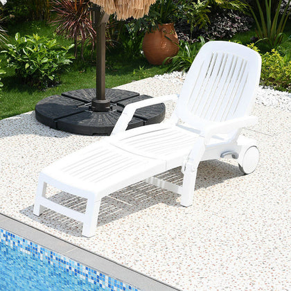 Folding Garden Reclining Sun Lounger Chair Bed Pool Seat Recliner Beach Camping