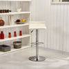 Pair 2* Bar Stool Beige PU Leather Swivel Height Adjustable Footrest Breakfast