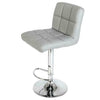 2PCS Modern Bar Stool Leather Kitchen Stool Breakfast Seat Living Room Grey