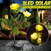 3 LED Solar Power Rose Flower Stake Lights Outdoor Garden Path Luminous Lam UK