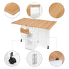 Mondeer Mobile Drop Leaf Table Folding Dining Table with 1 Drawer White & Oak