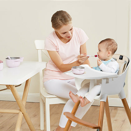 2 in 1 Baby High Chair Infant Child Feeding Seat Wooden Dining Table Chair Set