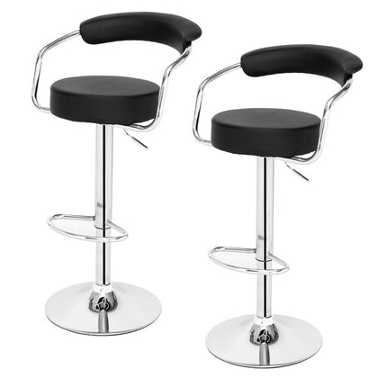 2pc Bar Stools Faux Leather Breakfast Swivel Kitchen living room Gas Lift Chairs