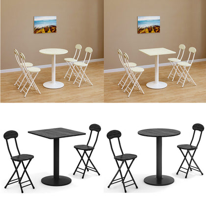 Black/White Table Folding Chairs Portable Kitchen Dining Office Cafe Furniture
