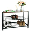 3 Tier Shoe Rack with Walnut Finish Three Shelf Metal Wood Footwear Storage Unit