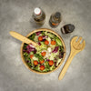 Large Bamboo Salad Bowls 25cm or Fruit Holder With 2 Salad Serving Utensils