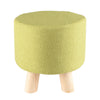 Fabric Ottoman Wooden Footstool Foot Stool Rest Pouffe Seat Cotton Linen Green