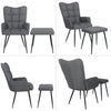 Accent Chair with Ottoman Set High Back Armchair with Footstool Lounge Tub Chair