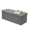 UK GREY LARGE LINEN FOLDING STORAGE OTTOMAN POUFFE SEAT FOOT STOOL STORAGE BOX