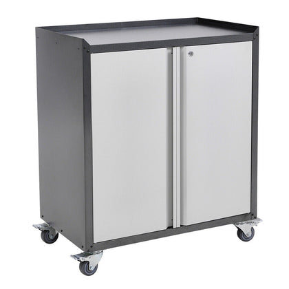 Heavy Duty Mobile Metal Filing Cabinet Lockable 2 Doors Office Storage Cupboard