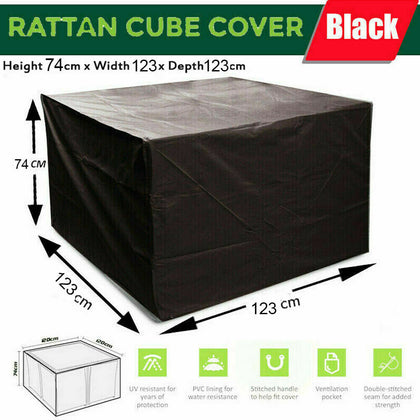 Premium Heavy Duty Waterproof Rattan Cube Cover Outdoor Garden Furniture Rain UK