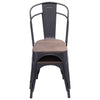Industrial Wood & Metal Dining Table Tolix Chairs Bistro Bar Kitchen Dining Room