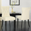 2pcs PU Leather Padded Dining Chairs Retro Button Back Home Kitchen Dinner Seat