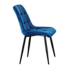 Set of 2 Blue Grey Velvet Dining Chairs Dinning Kitchen Room Metal Leg Padded