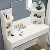 White Dressing Table Makeup Vanity Desk w/ 2 Drawers Mirror Stool LED Light Set