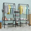 Black Heavy Duty Hanging Clothes Garment Rail Shoe Rack Shelf Hat Stand Large UK