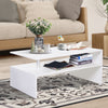 White 2 Tier Coffee Table End/Side Table w/Open Shelf Modern Design Living Room
