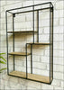 Large Rectangle Wall Unit Industrial Style Retro Metal Wood Home Shelf Storage