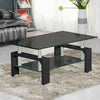 Rectangle Glass Coffee Table With Stroage Modern Living Room Furniture Chrome