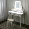 Dressing Table Makeup Desk Stool LED Mirror Vanity Set 7 Drawers Organizer White