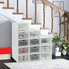 12X Clear Plastic Shoe Storage Boxes Drawer Stackable Foldable Durable Organiser