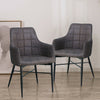 Pair of Grey Faux Leather Dining Chairs Office Chair Armchairs Kitchen Retro