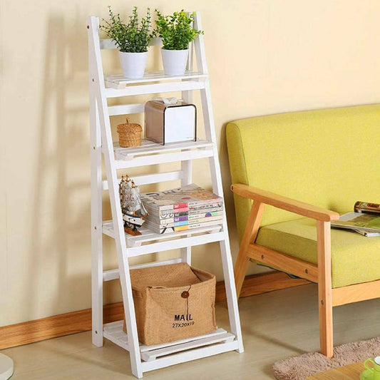 4 Tier Wooden Ladder Folding Book Shelf Stand Plant Flower Display Shelving UK