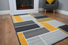 Grey Ochre Gold Rugs Mat Large Small Living Room Floor Carpet Hallway Runner UK