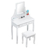 White Wooden 4 Drawers Dressing Table With Mirror USB LED Light Bedroom Furnitur