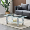 Rectangle Glass Coffee Table with Stroage Modern Living Room Furniture Chrome