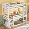 Triple Bunk Beds High Sleeper Kids Children Pine Wooden Bed Frame With Stairs