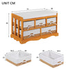 Wooden Storage Bench with Cushion Seat Hallway Wood Shoe Cabinet with 5 Baskets