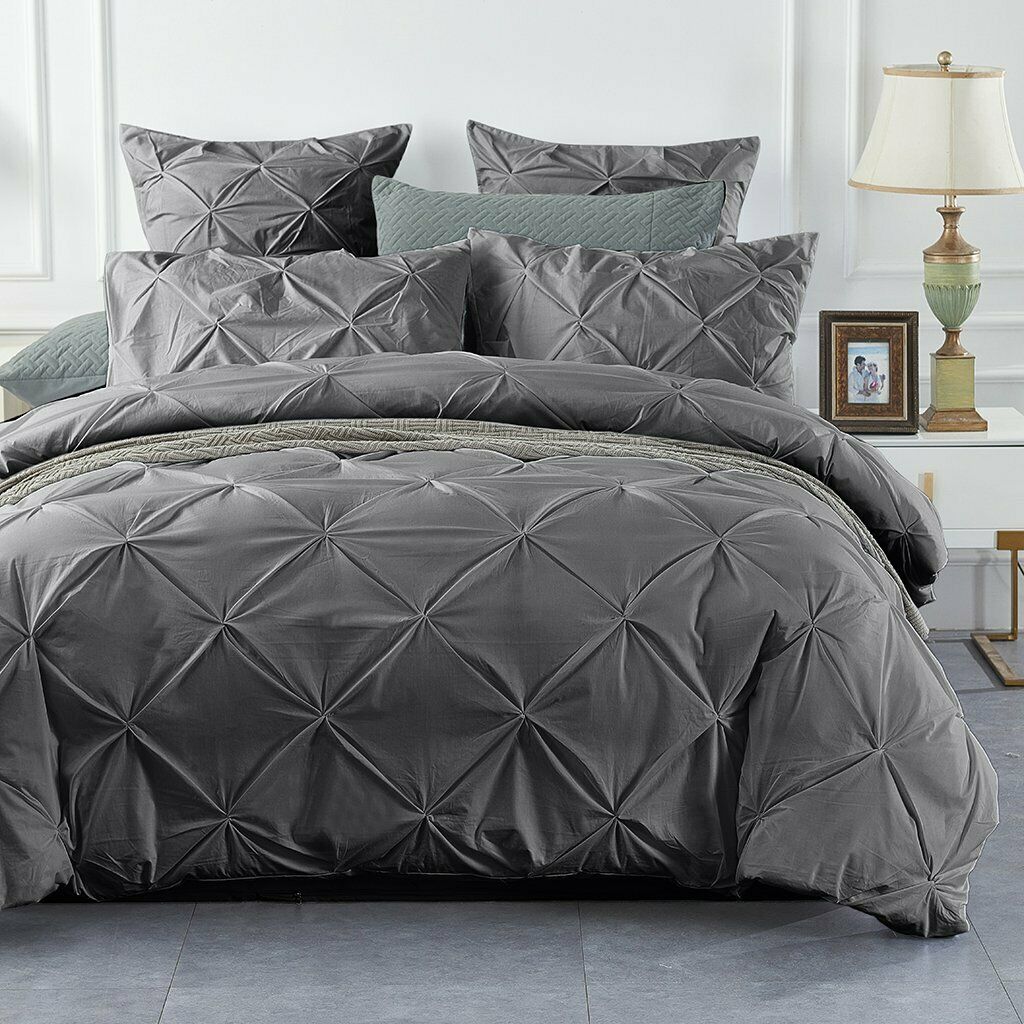 200 TC 100% EGYPTIAN COTTON PINTUCK DUVET COVER BEDDING SET DOUBLE KING SIZE