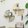 Novelty Half Fan Wall Mounted Hanging Shelf Storage Unit W/ Hooks Room DIY Decal