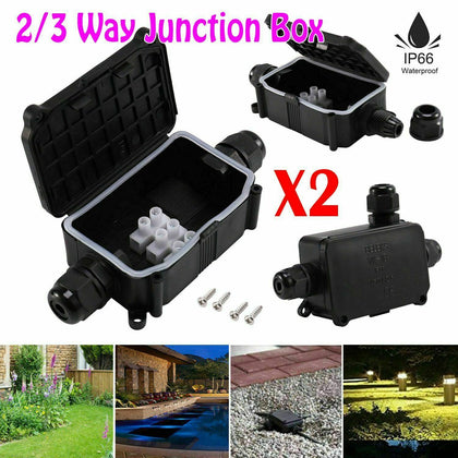2/3 Way Outdoor Waterproof IP66 Underground Cable Connectors Junction Box Black