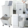 2/3 Compartment Kitchen Recycling Waste Bin Dustbin Trash Bin Rolling