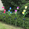LED Solar 3-Tulip Flower Light Outdoor Waterproof Garden Lawn Stake Lamp UK