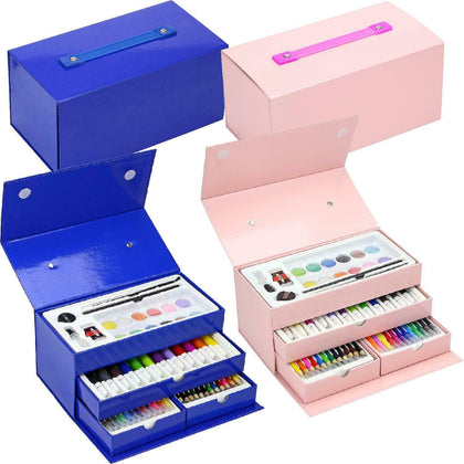 54 Pieces Kids Art Artist Set In A Box With Drawers Pens Pencils Crayons Paints