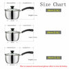 Set of 3 Stainless Steel Cookware Saucepan Pan Pot With Lids Kitchen Milk Cook