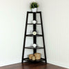 Stylish Corner Ladder Shelving Unit 5 Tier Wall Leaning Bookcase Storage Display