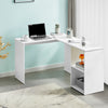 L-Shaped Home Office Desk Corner Computer Desk Black/White for Home Study Work