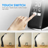 LED Dimmable Reading Bedside Lights Table Desk Light Calendar Clock Touch Adjust