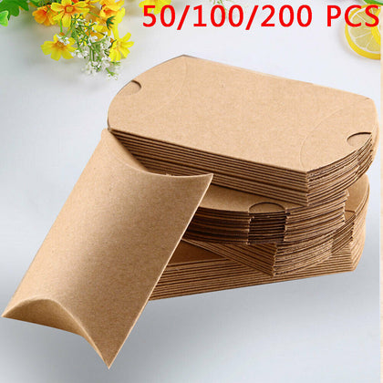 50/100/200Pcs Favor Box Cute Craft Paper Pillow Party Favour Gift Cake Candy Bag